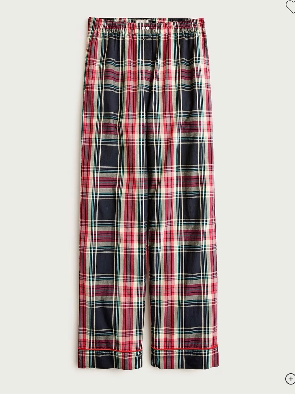 NWT J. Crew Red and Navy Tartan Plaid Pajama Pants | Size L